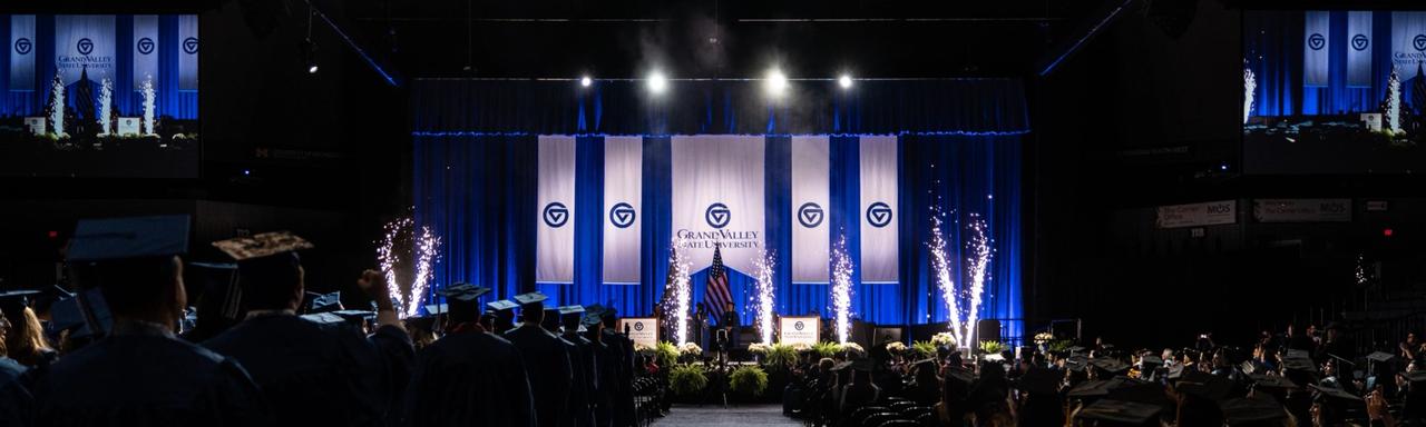 wide photo of Van Andel Arena during a GVSU commencement ceremony